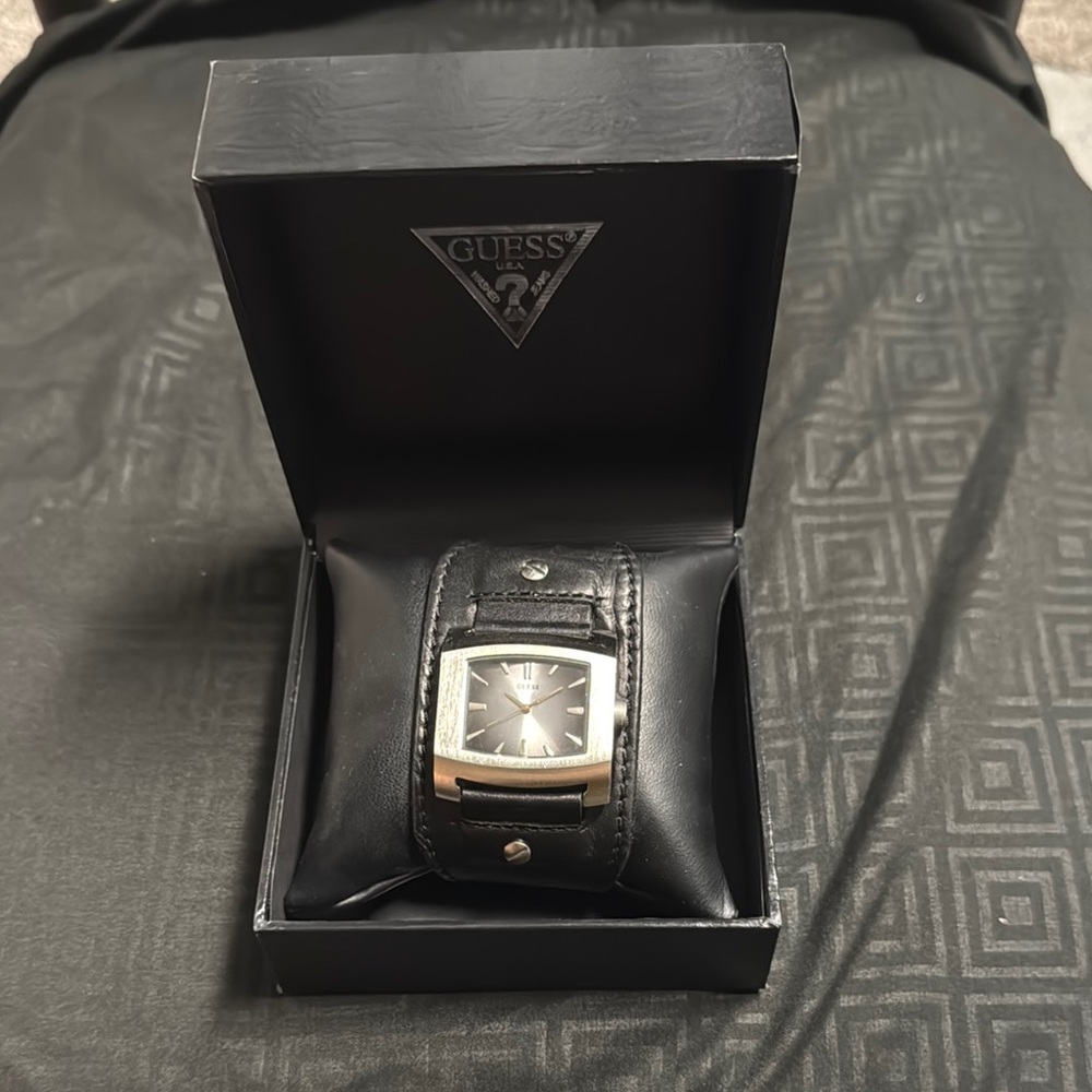 GUESS Black Leather Men's Watch